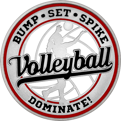 Black "Volleyball" with Maroon Outer Circular Borders